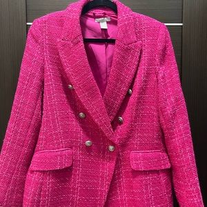 Hot Pink Magenta Tweed Blazer